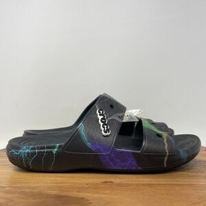 NEW Crocs Classic Out of this World Sandal Black w/Lightning Bolts Men's Size 8
